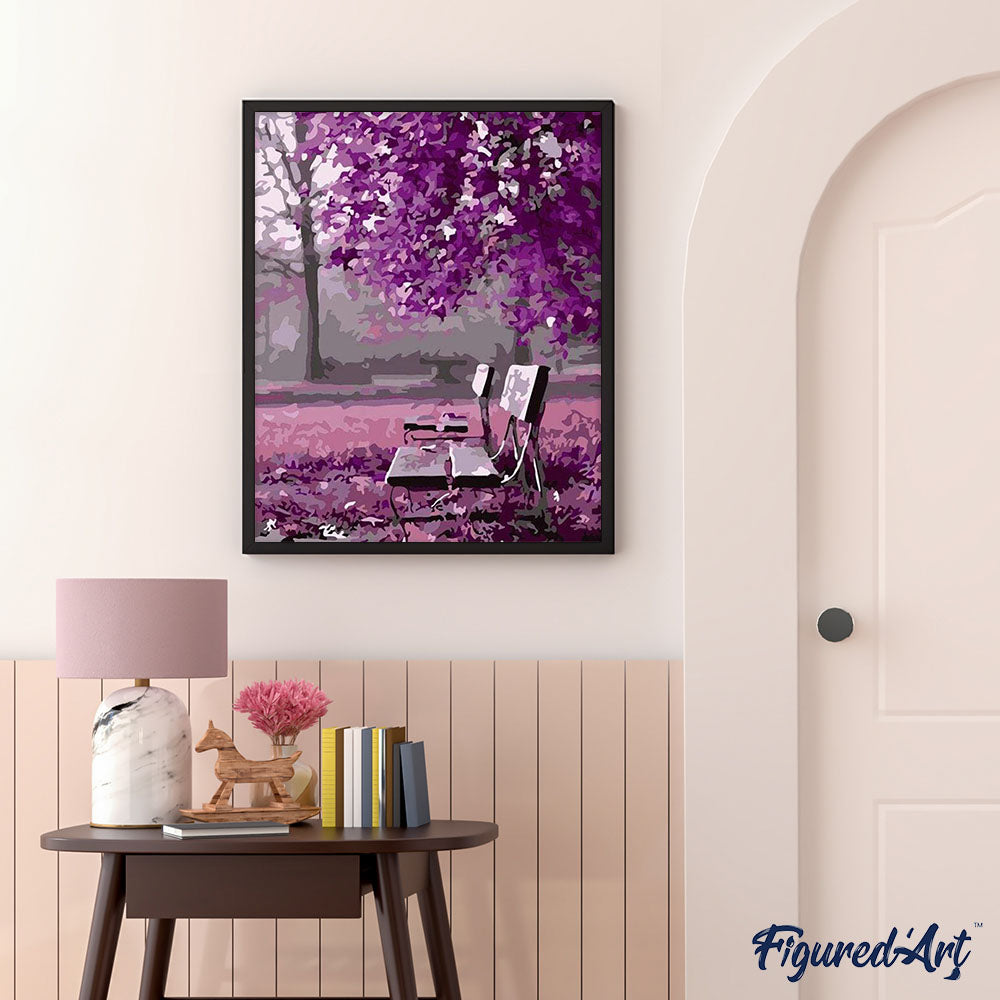 paint by numbers | Park Bench | flowers intermediate landscapes | FiguredArt