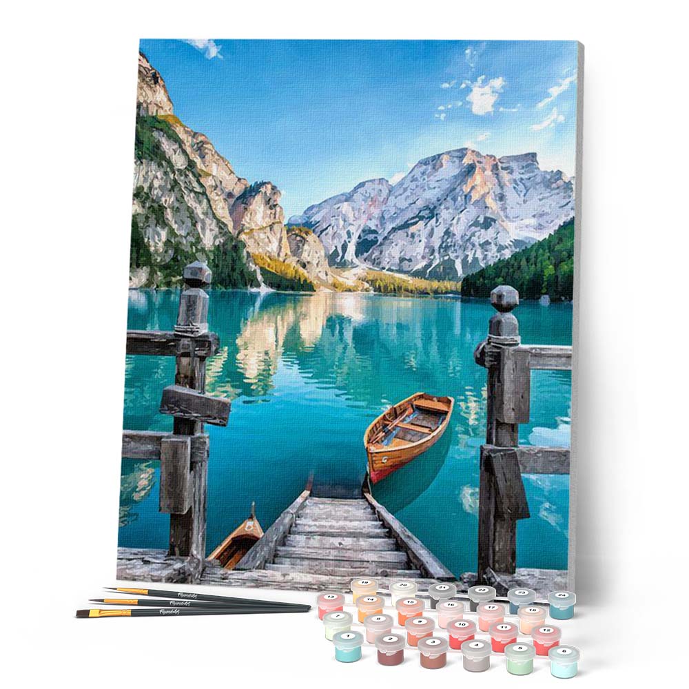 Paint by Numbers - Boat on the Mountain Lake – Figured'Art