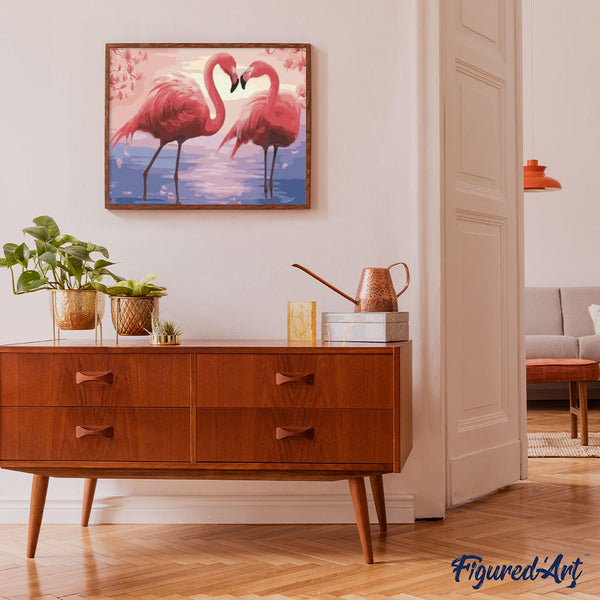 paint by numbers | Flamingos Romance | animals birds easy flamingos new arrivals | FiguredArt