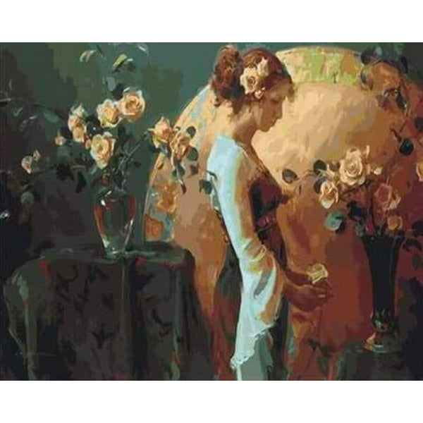 paint by numbers | Full Moon and Flowers | flowers intermediate new arrivals | FiguredArt