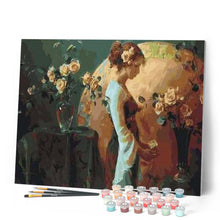 Load image into Gallery viewer, paint by numbers | Full Moon and Flowers | flowers intermediate new arrivals | FiguredArt