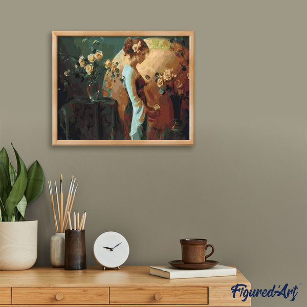 paint by numbers | Full Moon and Flowers | flowers intermediate new arrivals | FiguredArt