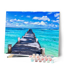 Load image into Gallery viewer, paint by numbers | Pontoon in Paradise Beach | advanced landscapes new arrivals | FiguredArt