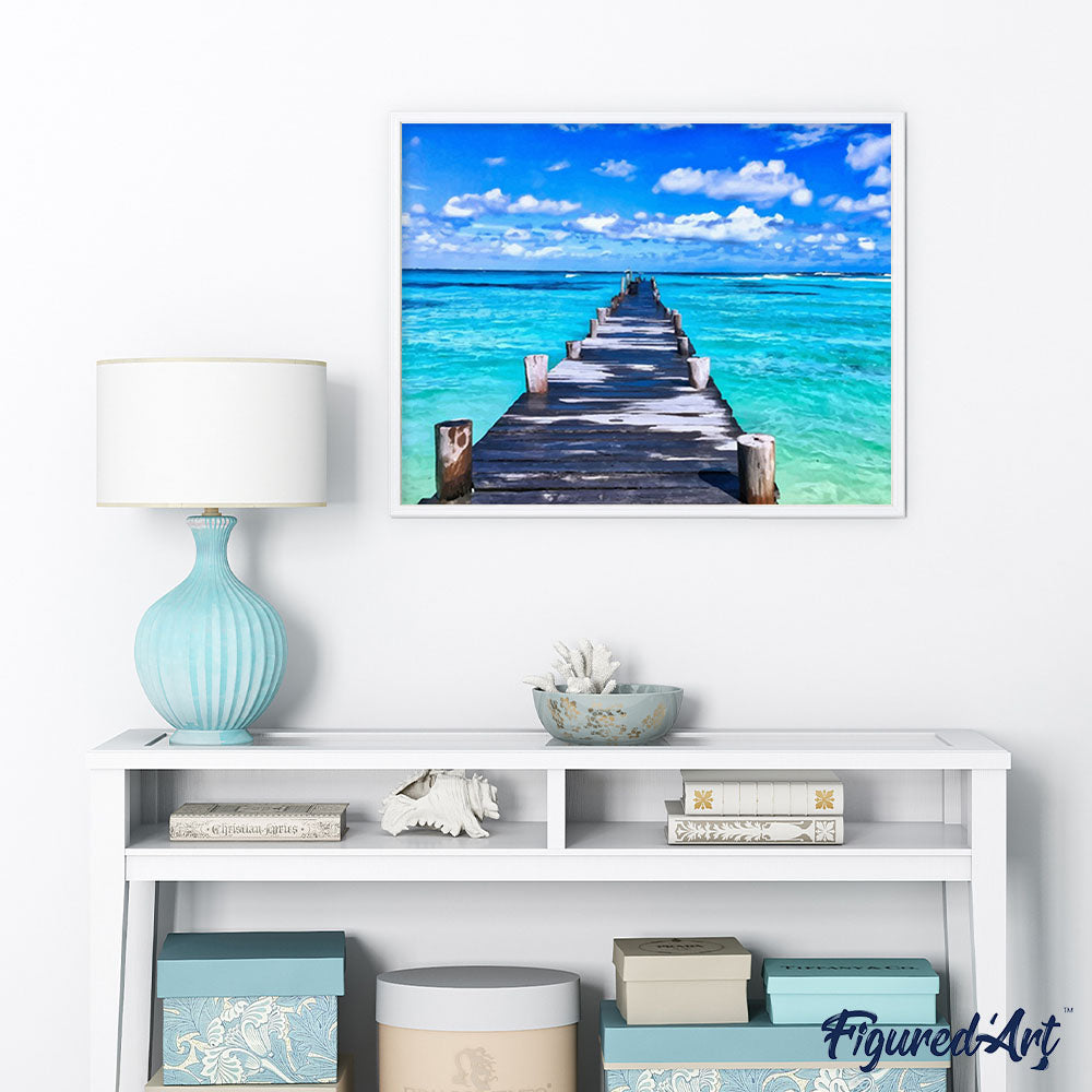paint by numbers | Pontoon in Paradise Beach | advanced landscapes new arrivals | FiguredArt