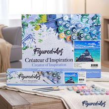 Load image into Gallery viewer, paint by numbers | Pontoon in Paradise Beach | advanced landscapes new arrivals | FiguredArt