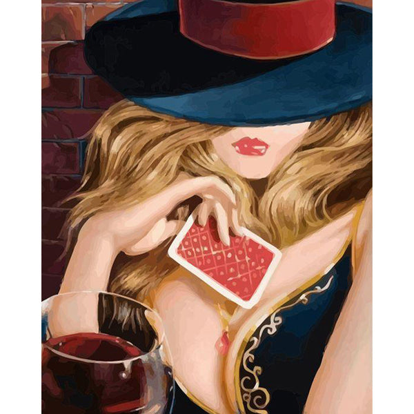 paint by numbers | Woman with Cards | easy new arrivals portrait | FiguredArt