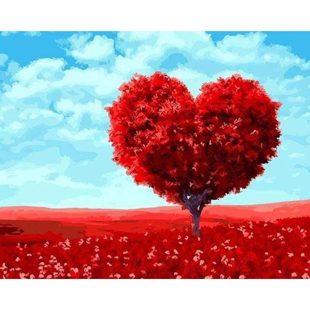 paint by numbers | Tree with Heart shape | intermediate landscapes romance trees | FiguredArt