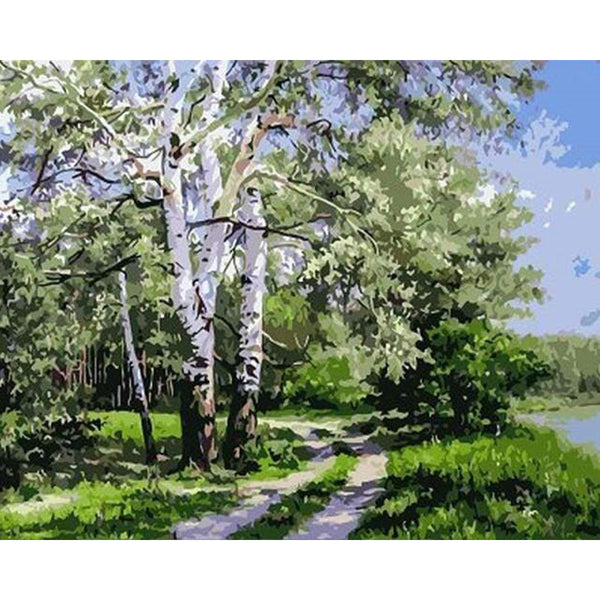 paint by numbers | Landscape with Poplars | intermediate landscapes trees | FiguredArt