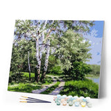 paint by numbers | Landscape with Poplars | intermediate landscapes trees | FiguredArt