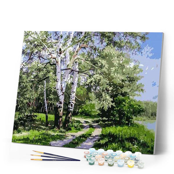 paint by numbers | Landscape with Poplars | intermediate landscapes trees | FiguredArt