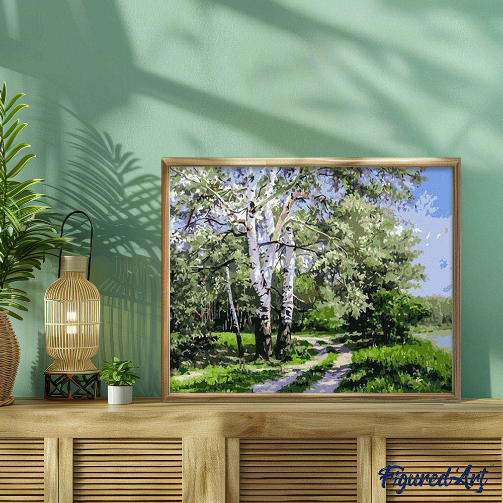 paint by numbers | Landscape with Poplars | intermediate landscapes trees | FiguredArt