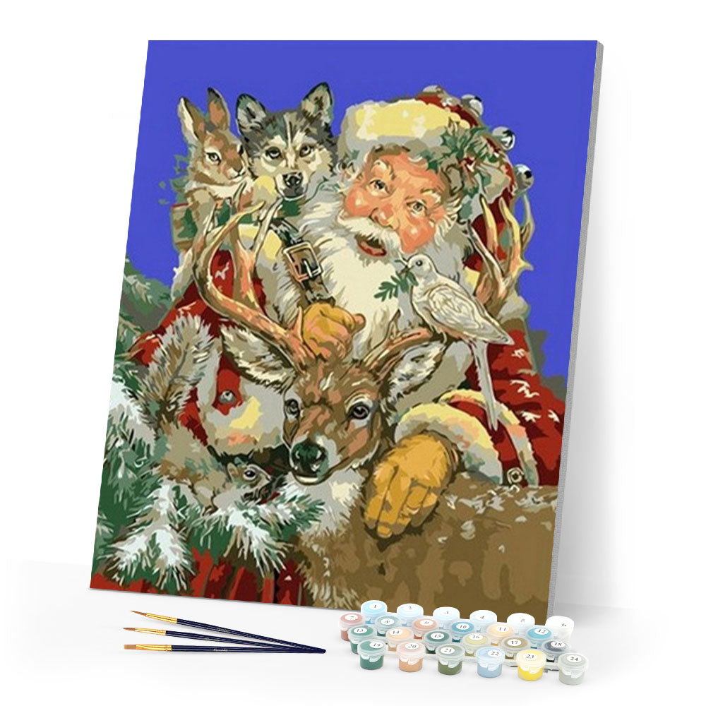 Paint by Numbers - Santa Claus with some Animals – Figured'Art