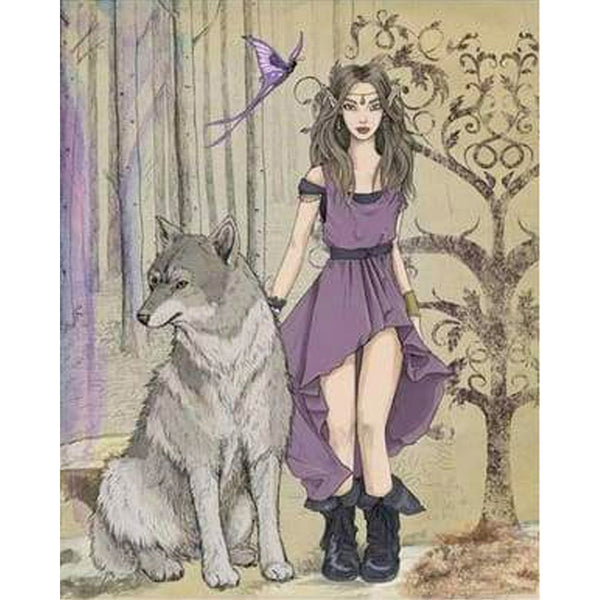 paint by numbers | Sexy Woman and her Wolf | animals intermediate new arrivals portrait wolves | FiguredArt