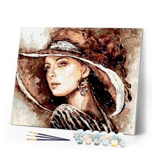paint by numbers | Woman with Hat | intermediate new arrivals portrait | FiguredArt