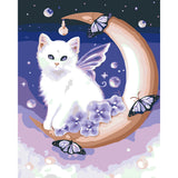 paint by numbers | White Cat and Moon | animals cats easy new arrivals | FiguredArt