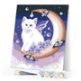 paint by numbers | White Cat and Moon | animals cats easy new arrivals | FiguredArt