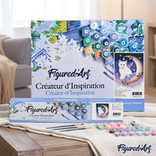 Load image into Gallery viewer, paint by numbers | White Cat and Moon | animals cats easy new arrivals | FiguredArt