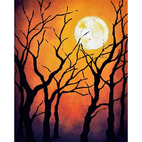 paint by numbers | Full Moon from the Forest | advanced landscapes new arrivals | FiguredArt