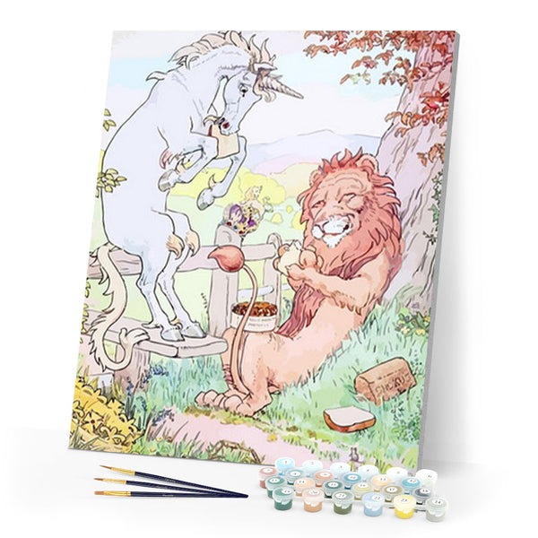 paint by numbers | Lion and Unicorn | animals easy lions new arrivals unicorns | FiguredArt