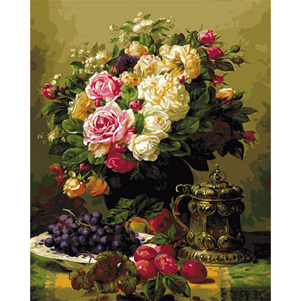 paint by numbers | Vase of flowers and Grapes | advanced flowers new arrivals | FiguredArt