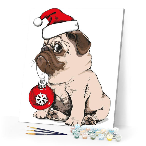 paint by numbers | Dog during Christmas | animals christmas dogs easy new arrivals | FiguredArt