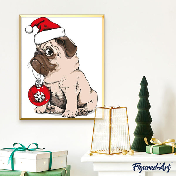 paint by numbers | Dog during Christmas | animals christmas dogs easy new arrivals | FiguredArt