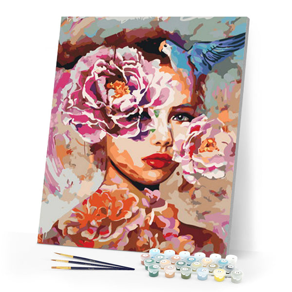 paint by numbers | Woman with Roses | easy new arrivals portrait | FiguredArt