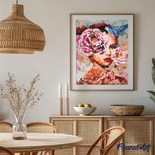 paint by numbers | Woman with Roses | easy new arrivals portrait | FiguredArt