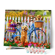 Load image into Gallery viewer, paint by numbers | Dogs and Bicycles | advanced animals dogs flowers new arrivals | FiguredArt