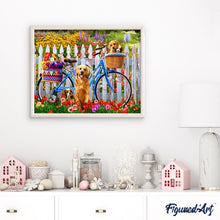 Load image into Gallery viewer, paint by numbers | Dogs and Bicycles | advanced animals dogs flowers new arrivals | FiguredArt