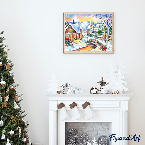 paint by numbers | Small Village during Winter | intermediate landscapes new arrivals | FiguredArt