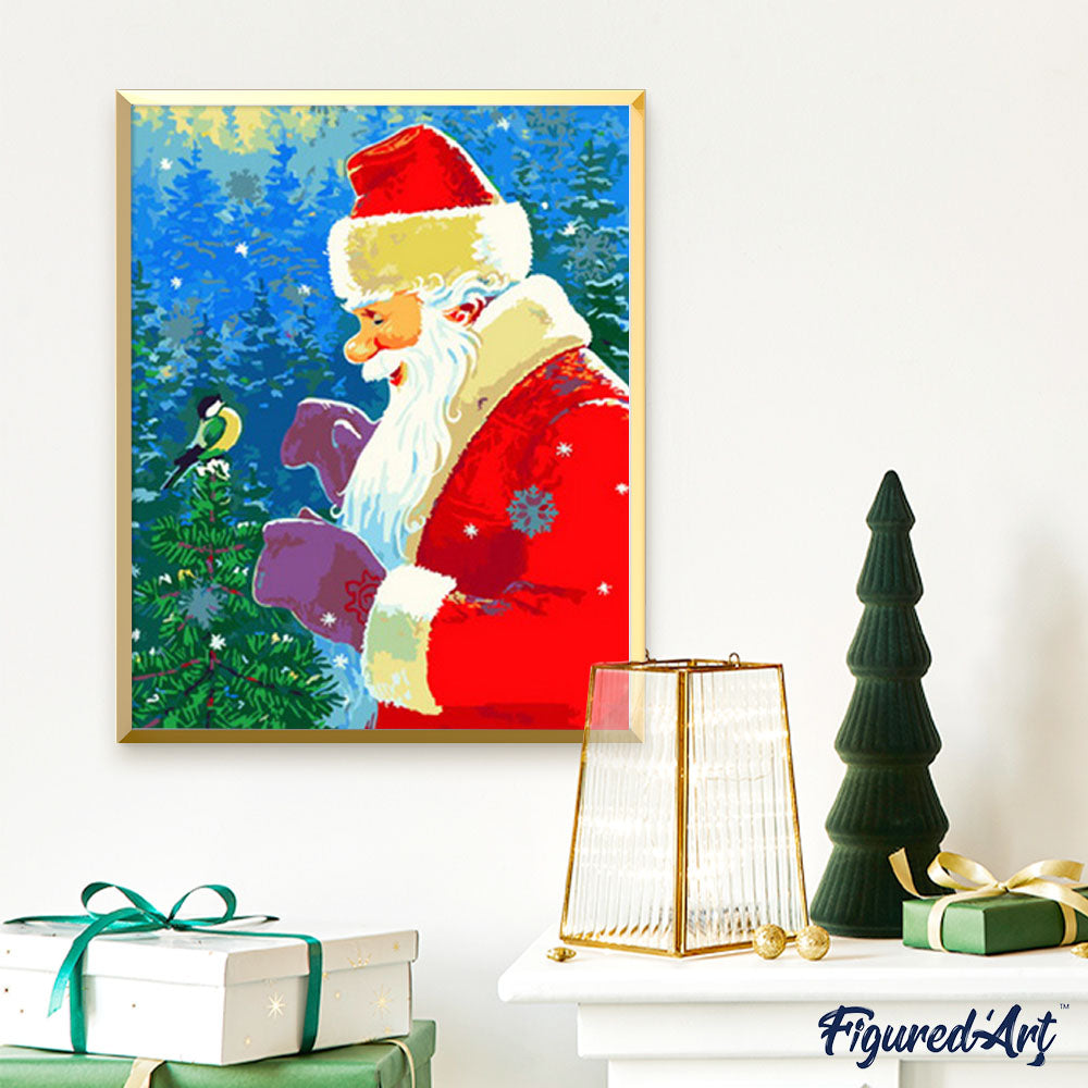 paint by numbers | Santa Claus and his Bird | animals birds christmas easy new arrivals | FiguredArt