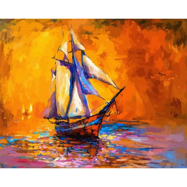 paint by numbers | Sailboat at sea | intermediate new arrivals ships and boats | FiguredArt