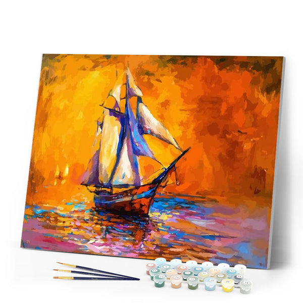 paint by numbers | Sailboat at sea | intermediate new arrivals ships and boats | FiguredArt