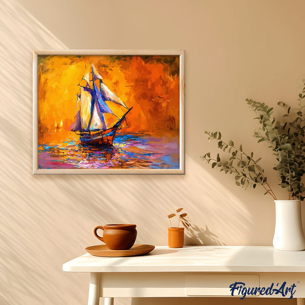 paint by numbers | Sailboat at sea | intermediate new arrivals ships and boats | FiguredArt