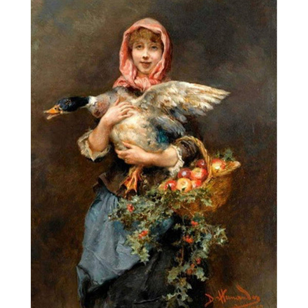 paint by numbers | Woman and Duck | advanced animals birds new arrivals portrait | FiguredArt