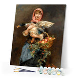 paint by numbers | Woman and Duck | advanced animals birds new arrivals portrait | FiguredArt