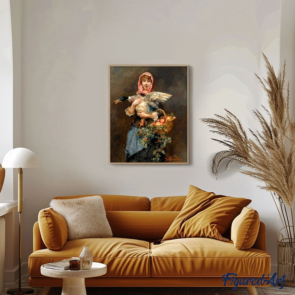 paint by numbers | Woman and Duck | advanced animals birds new arrivals portrait | FiguredArt