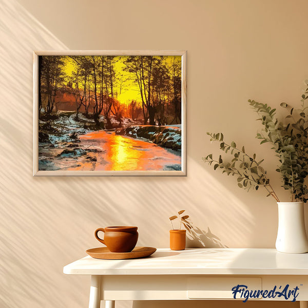 paint by numbers | Frozen River | forest intermediate landscapes new arrivals | FiguredArt
