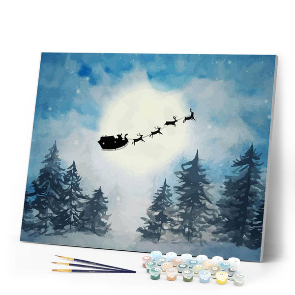 paint by numbers | Christmas sleigh | christmas intermediate landscapes new arrivals | FiguredArt