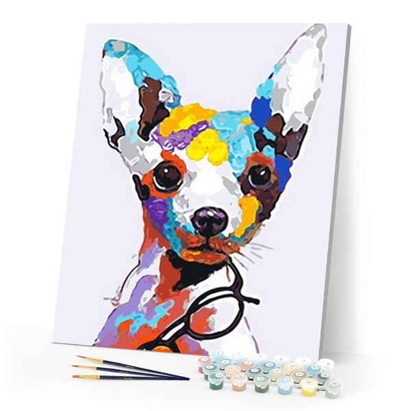 paint by numbers | Dog and Glasses | animals dogs easy new arrivals | FiguredArt