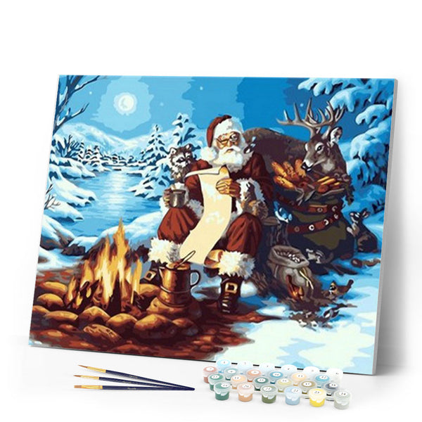 paint by numbers | Santa Claus and wood fire | christmas intermediate new arrivals | FiguredArt