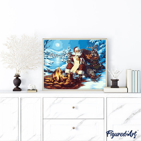paint by numbers | Santa Claus and wood fire | christmas intermediate new arrivals | FiguredArt