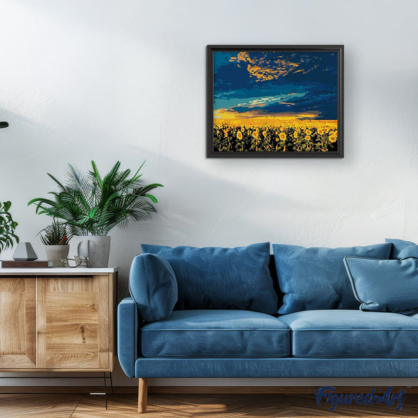 paint by numbers | Field of Sunflowers | easy landscapes new arrivals | FiguredArt