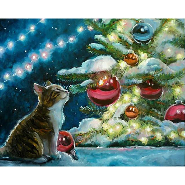 paint by numbers | Cat and Christmas Balls | advanced animals cats christmas new arrivals | FiguredArt