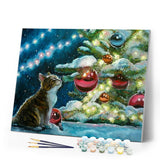 paint by numbers | Cat and Christmas Balls | advanced animals cats christmas new arrivals | FiguredArt