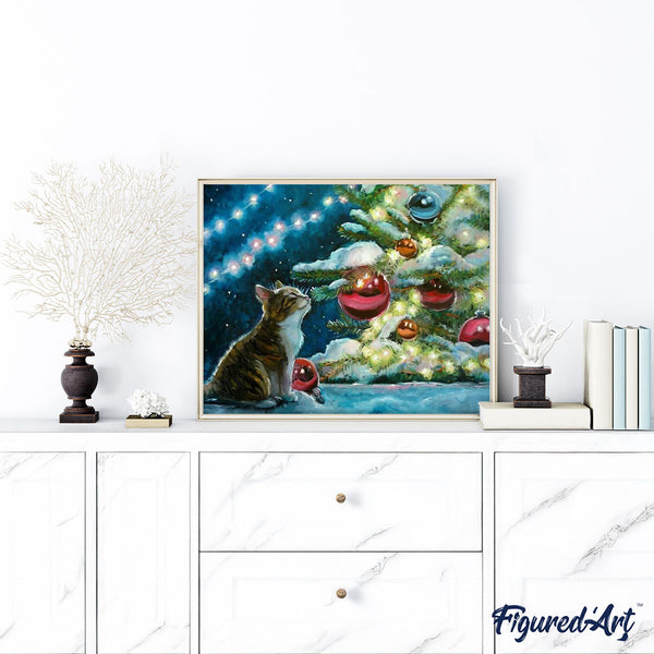paint by numbers | Cat and Christmas Balls | advanced animals cats christmas new arrivals | FiguredArt