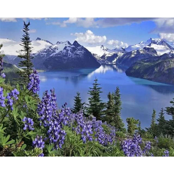 paint by numbers | Flowers and Mountain | advanced flowers landscapes mountains new arrivals | FiguredArt