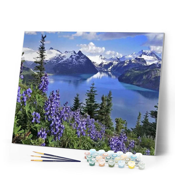 paint by numbers | Flowers and Mountain | advanced flowers landscapes mountains new arrivals | FiguredArt