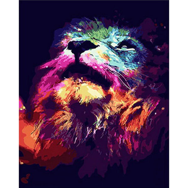 paint by numbers | Abstract Colorful Lion | animals intermediate lions new arrivals | FiguredArt